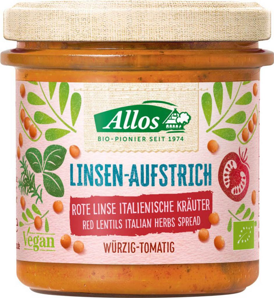 Allos - Roter Linsen-Aufstrich Italienische Kräuter - 140g Produktbild 