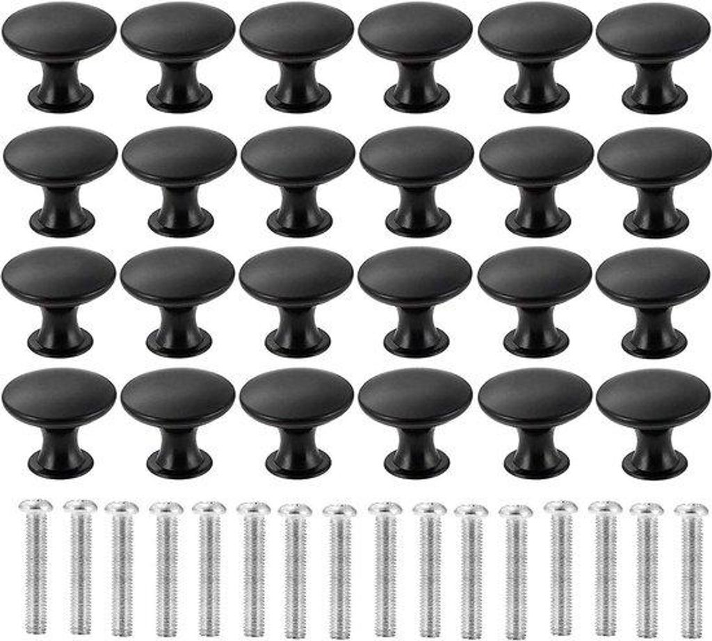 24-teilig Ladegrepen-Set, 30 mm matt schwarz, 24-teilig, für Küchenlade