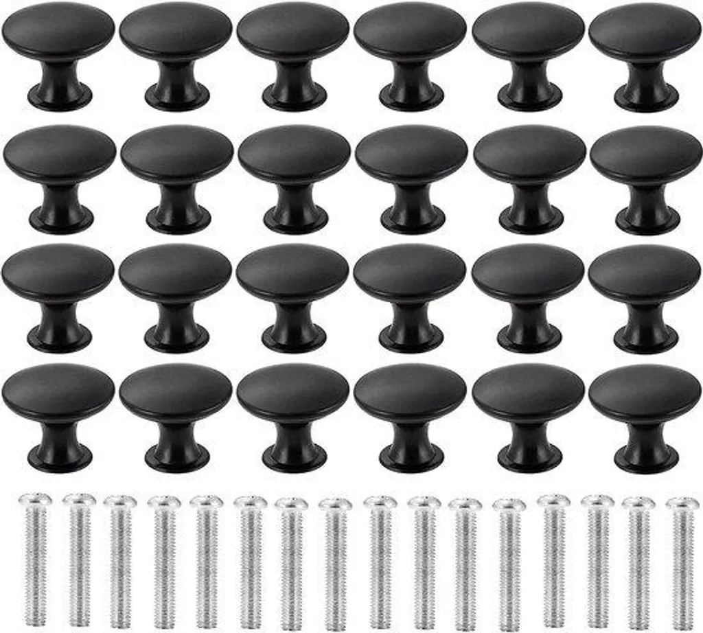 Lot de 24 poignées de tiroir 30 mm noir mat pour meubles de cuisine