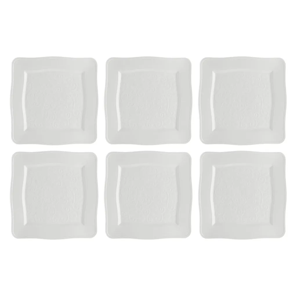 Offerta Set 6 Piatti Quadrati La Porcellana Bianca 26,5 cm - Resistenti