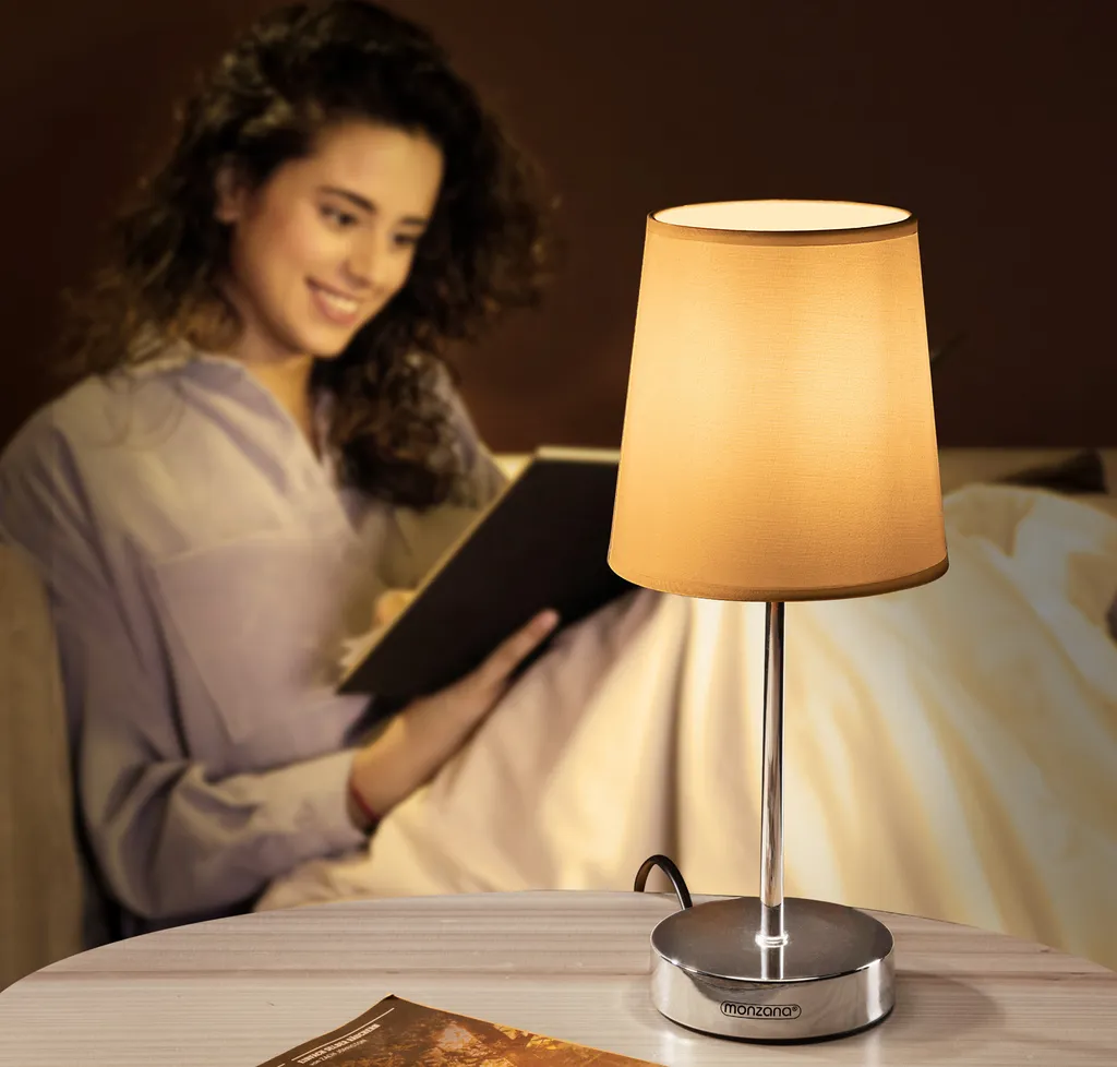 Monzana Set 2 Lampade da Comodino con Paralume in Tessuto E14 Design - 2