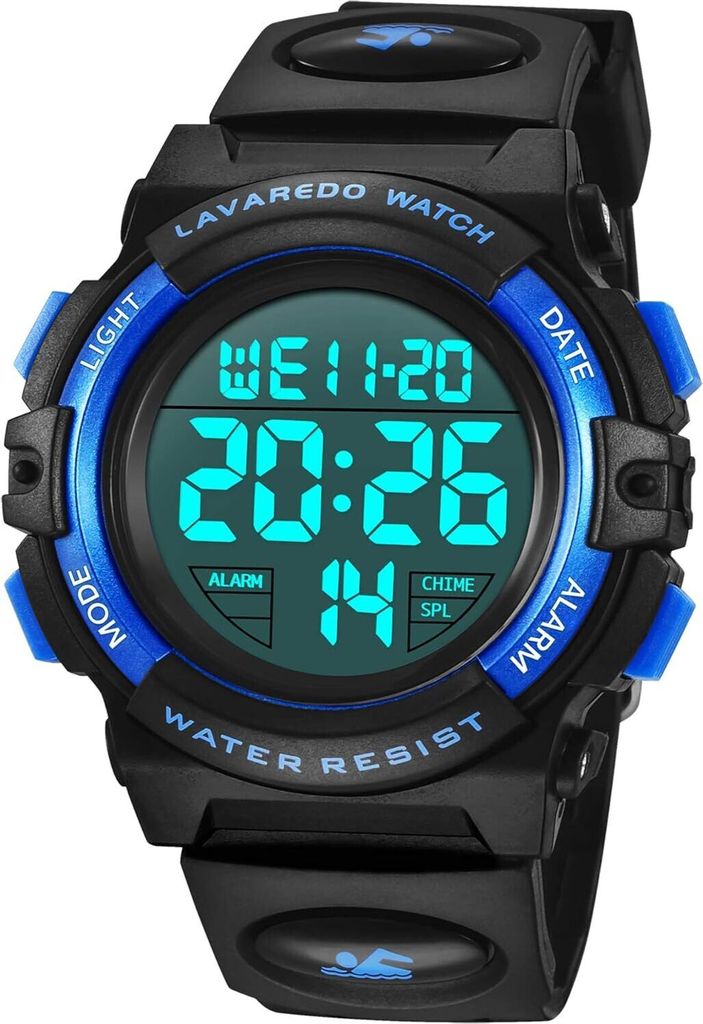 Kinder Jungen - 50 M Wasserdicht Sports Outdoor Digitaluhr Kinder Silikon Armbanduhr mit Wecker/Stoppuhr/LED-Licht/Stoßfest/Datum,Elektronische Ki...