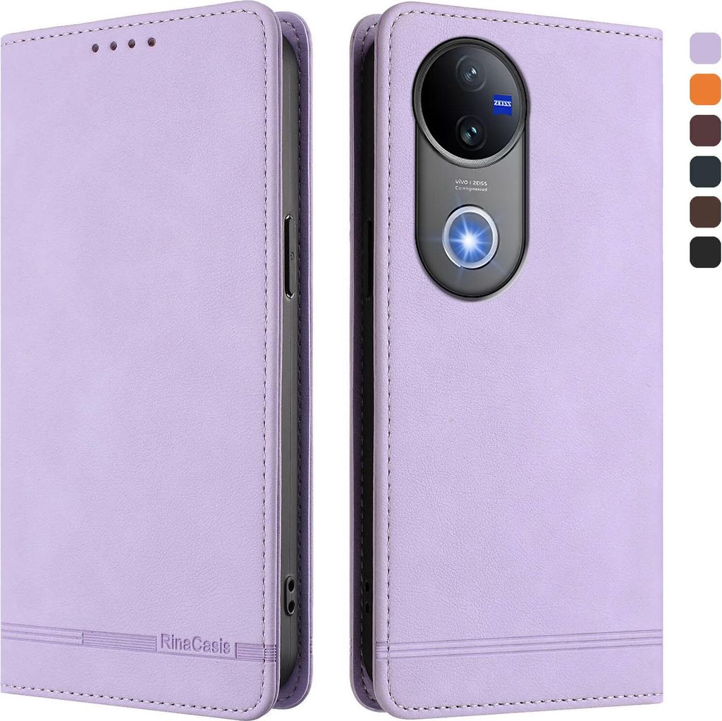 Hülle für Vivo V50 5G, Retro Kunstleder Ständer Klapphülle mit Kartenfächer und Magnetische Violett