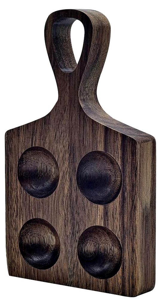 Eierablage im japanischen Stil mit Griff, 4 Abschnitte aus Akazienholz für Küche und Transport