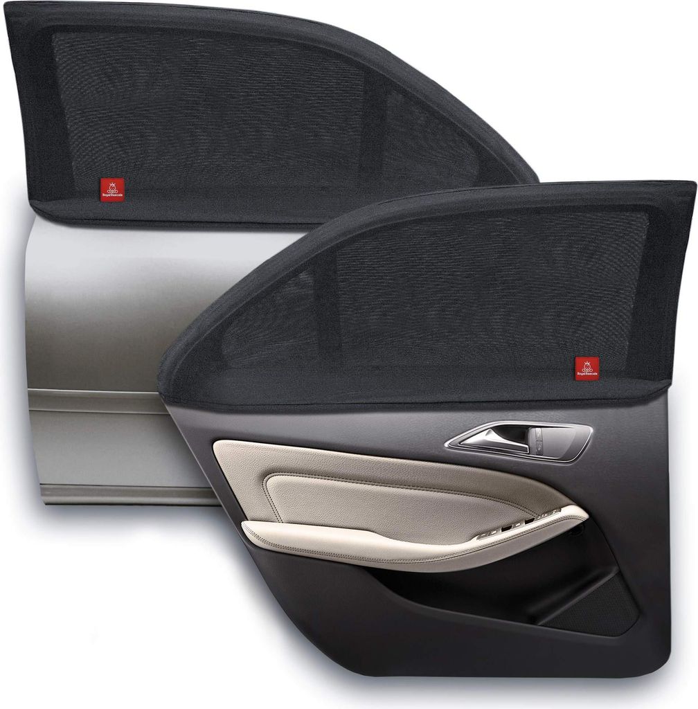 ROYAL RASCALS | Fenstersocke x2 | 40+ UV gegen schädliche UV Sonnenstrahlen | 100% Fensterschutz | Universalgröße für alle Autos | Premium Mate...