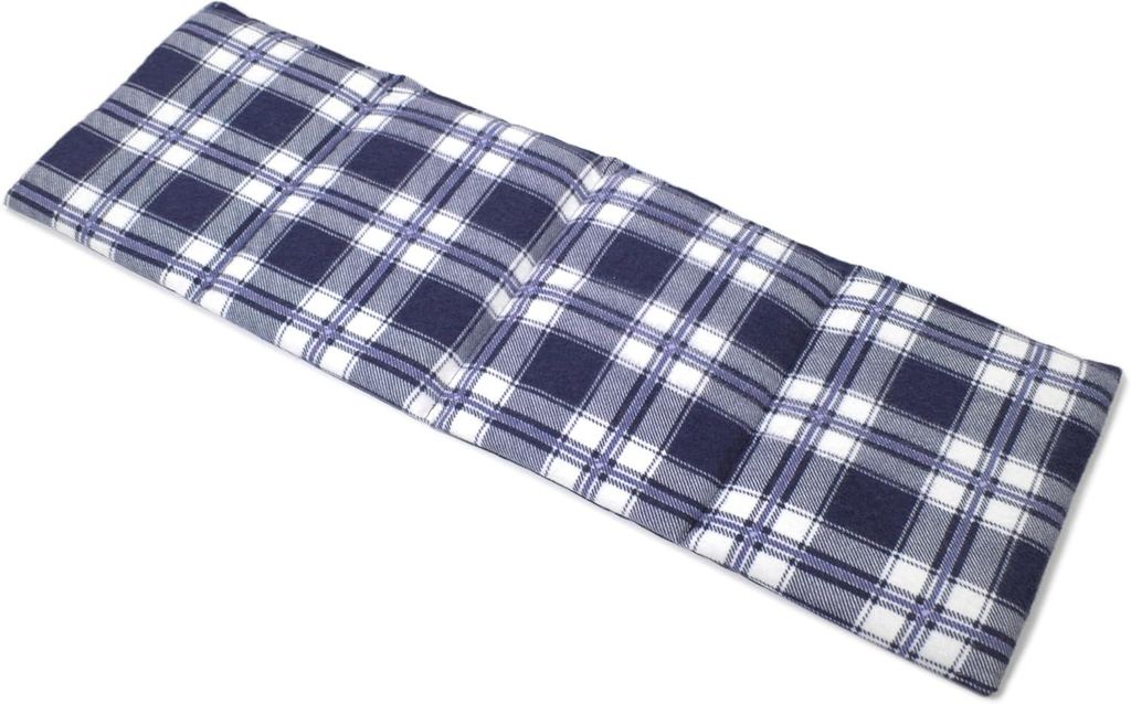 4-Kammer Körnerkissen 20x60cm groß - Flanell karo-blau - Wärmekissen Weizen