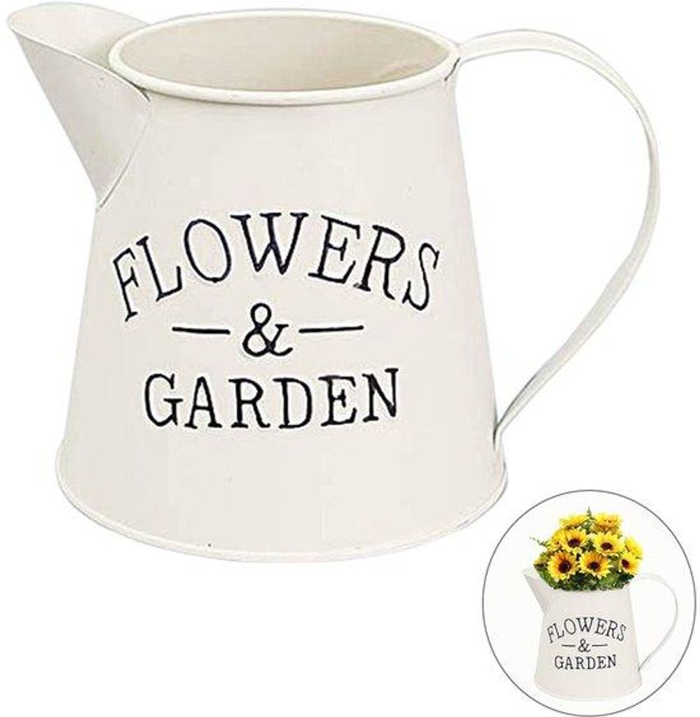 Schöner Stahl-Blumenkorb - Shabby Chic Blumenkrug - 18L x 9B x 13H cm