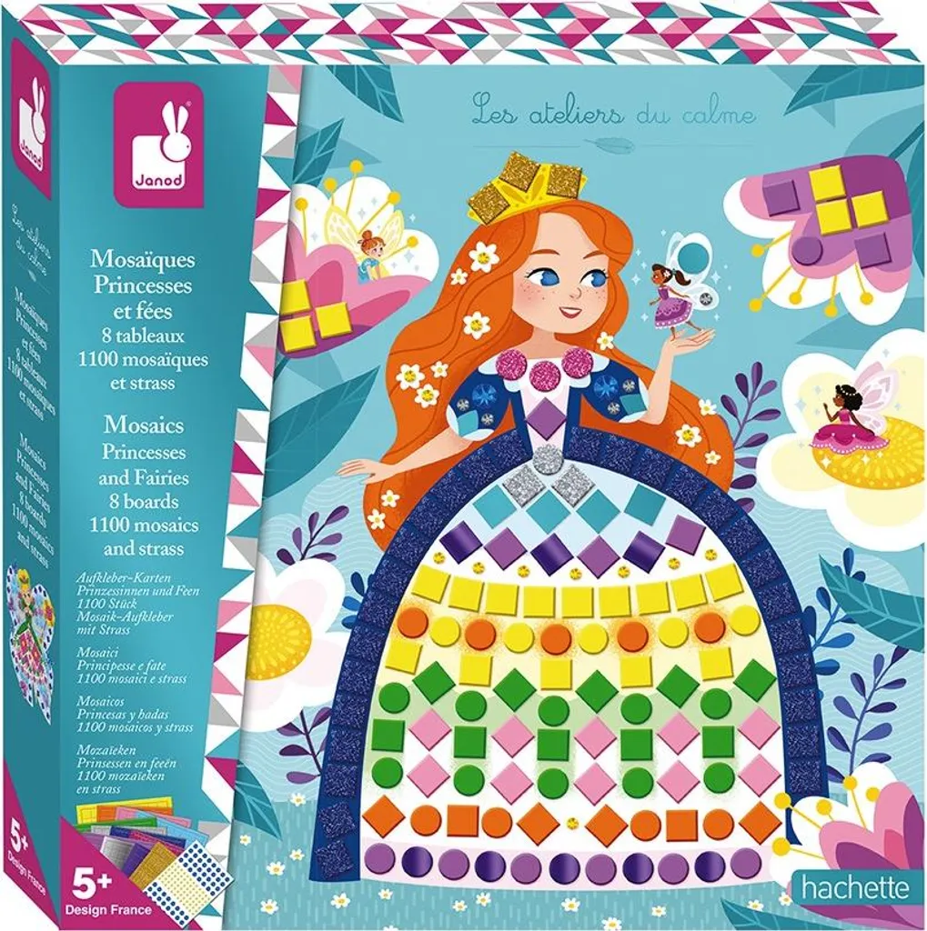 Mosaïque Janod Princesses et fées - 1000+ Carrés mousse et paillettes