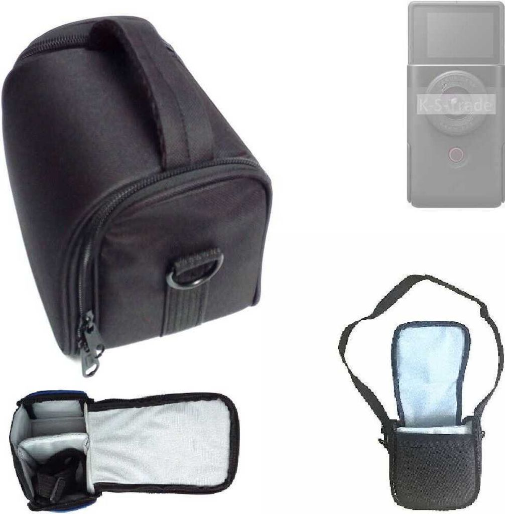 K-S-Trade Kameratasche kompatibel mit Canon Power Shot V10 Schultertasche Tragetasche Schutzhülle Fototasche bag Zubehörtasche Regenschutz schwarz |