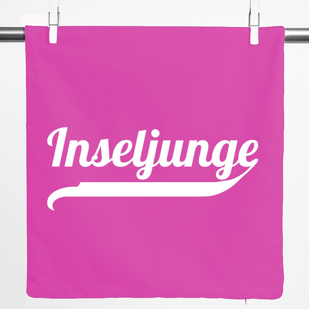 Huuraa Kissenbezug Inseljunge Schriftzug 40x40cm Fuchsia Baumwolle Dekokissenbezug Geschenkidee