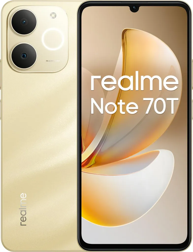 Smartphone realme Note 70T Dual SIM 128GB Oro: Efficienza per il Lavoro