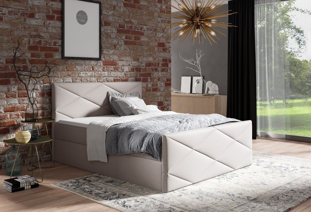 Polsterbett ZOE LUX – 140x200, beige 1 + GRATIS Matratzenauflage