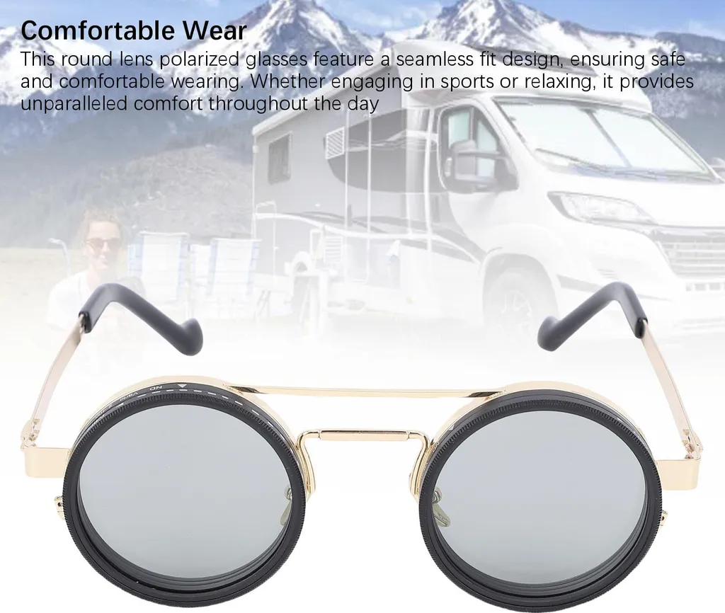 Lunettes de pêche polarisées rondes avec verres à opacité variable - 5