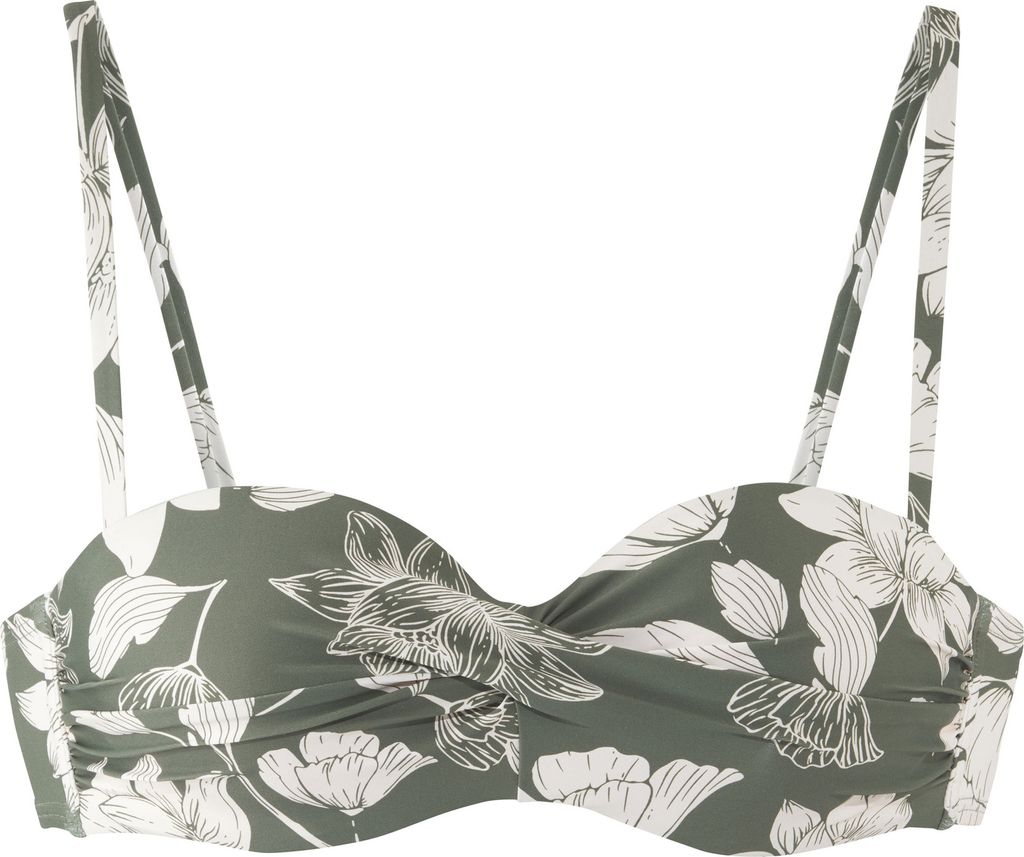 s.Oliver Bügel-Bandeau-Bikini-Top olive-creme bedruckt Größe 44 Cup D