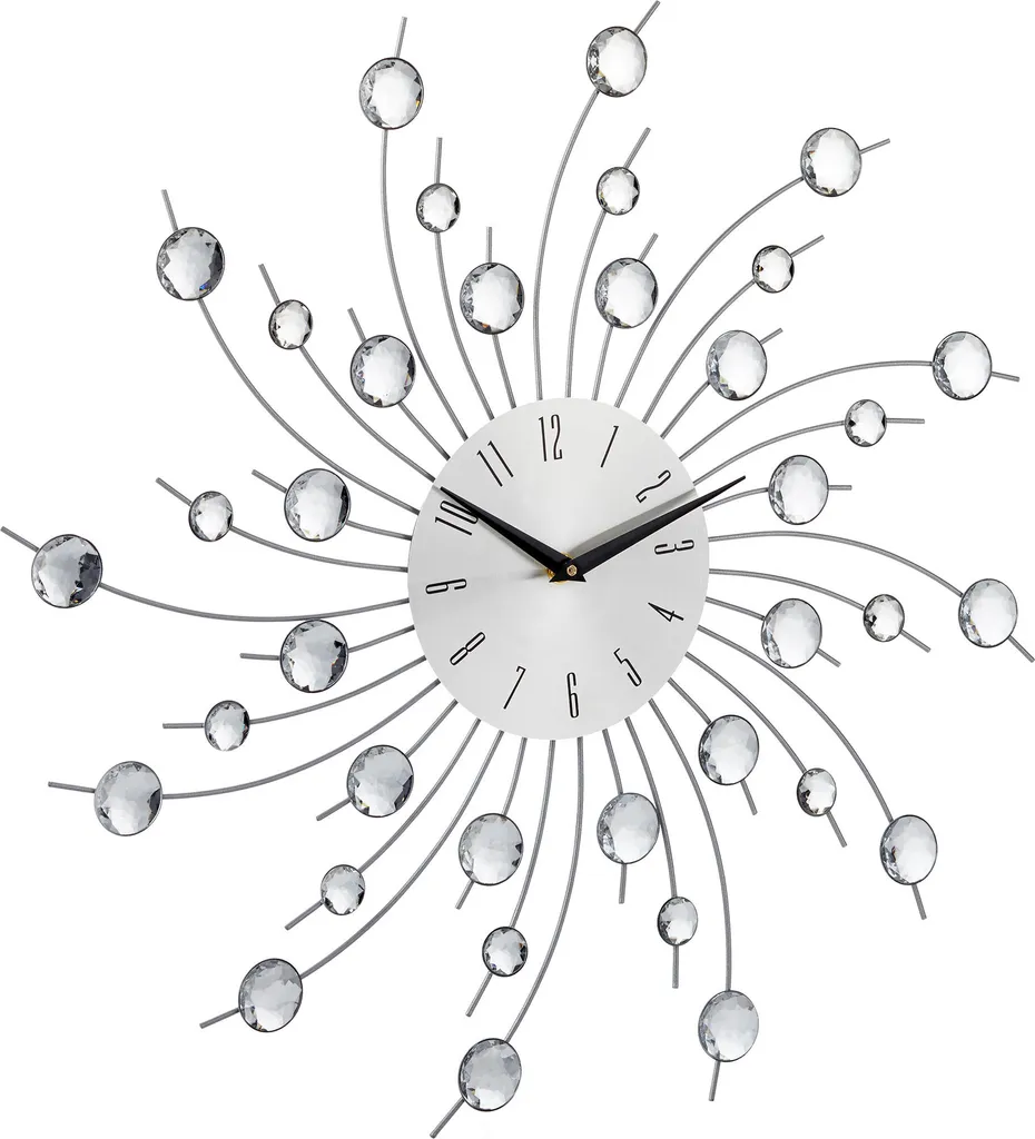 Horloge murale XL Relaxdays pailletée argent - Cadran 50 cm sans bruit