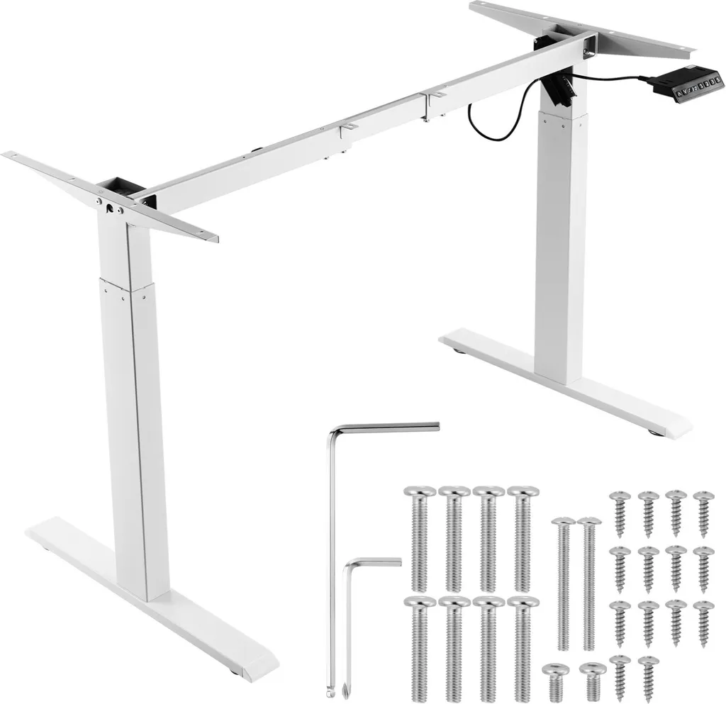 Telaio per scrivania, regolabile in altezza da 70 a 117 cm e in lunghezza da 95 a 58 cm, telaio elettrico per scrivanie per computer, base ergonomica per postazione di lavoro fai da te per l'ufficio in casa (solo telaio bianco)