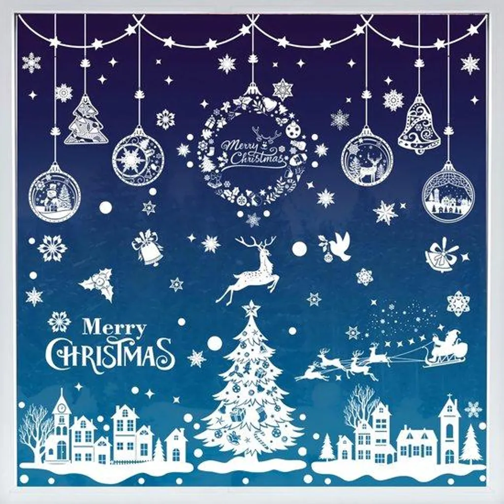 Décoration de Noël pour fenêtres : kit de 244 stickers repositionnables