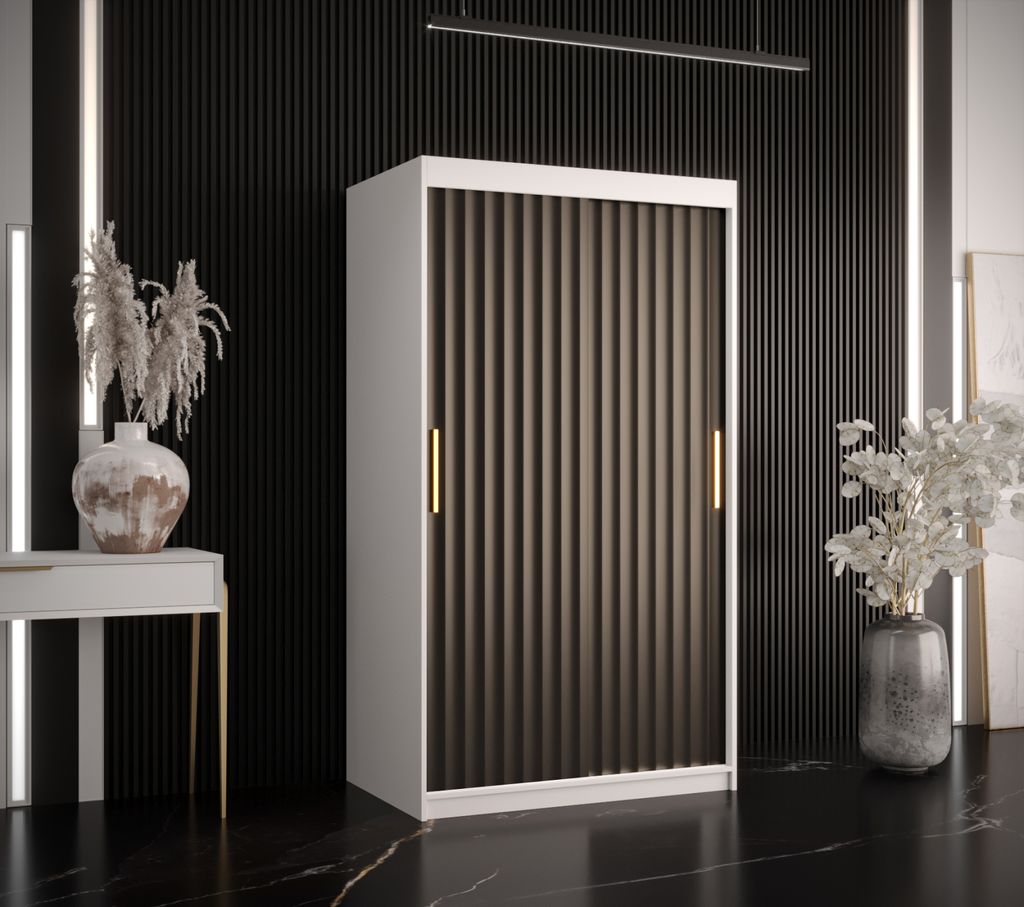 Kleiderschrank RADKIN 1 – Breite 100 cm, weiß / schwarz