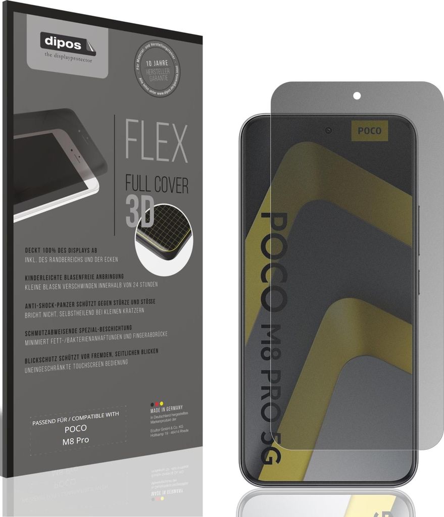 Full Cover Privacy Blickschutzfolie für POCO M8 Pro Folie Anti-Shock