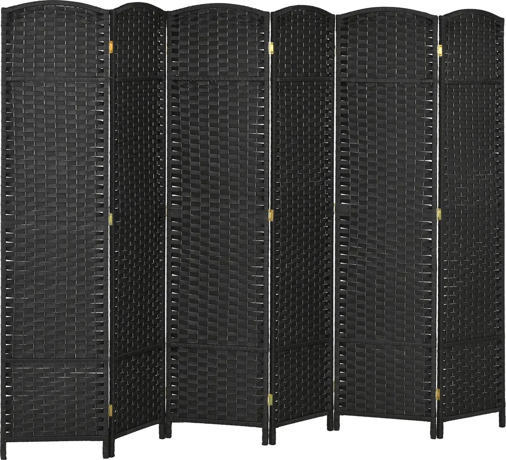 Séparateur de pièce pliable noir 6 volets idéal pour studio 240x170cm