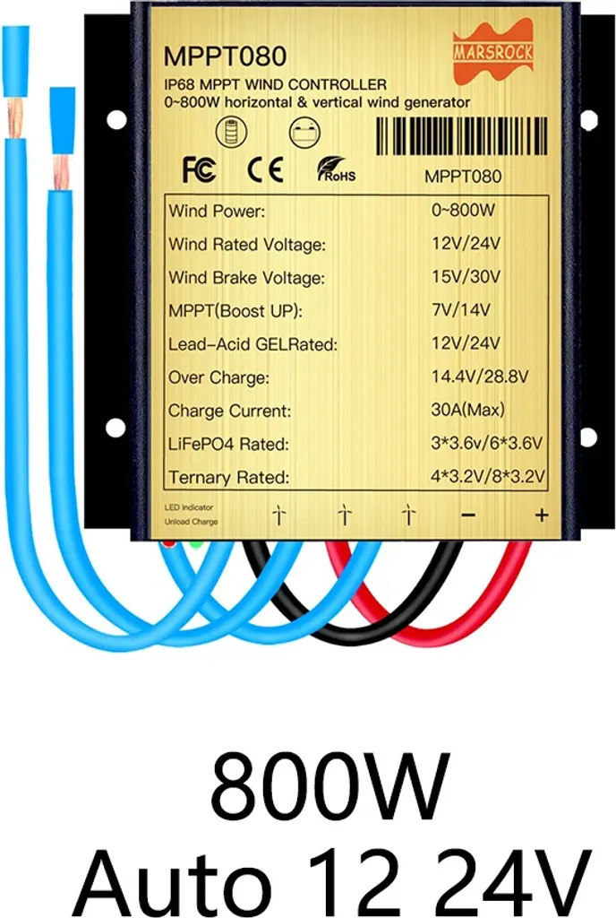 Contrôleur éolien MPPT 800W pour site isolé et bateau étanchéité IP68