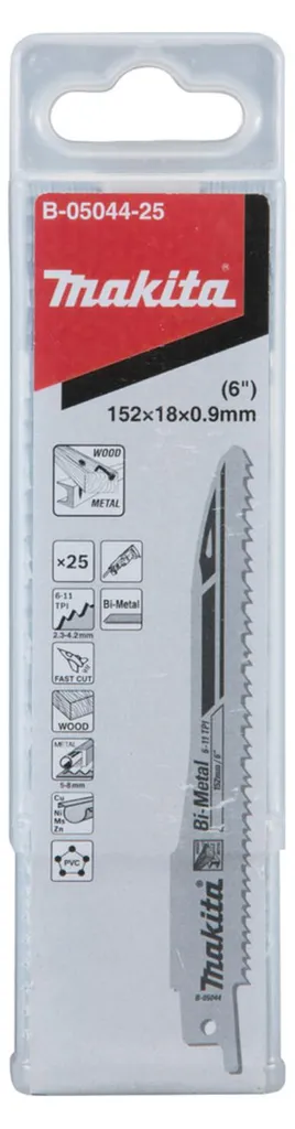 Makita B-05044 Lame de Scie Sabre Super Express 152mm Bi-Métal 25 pces