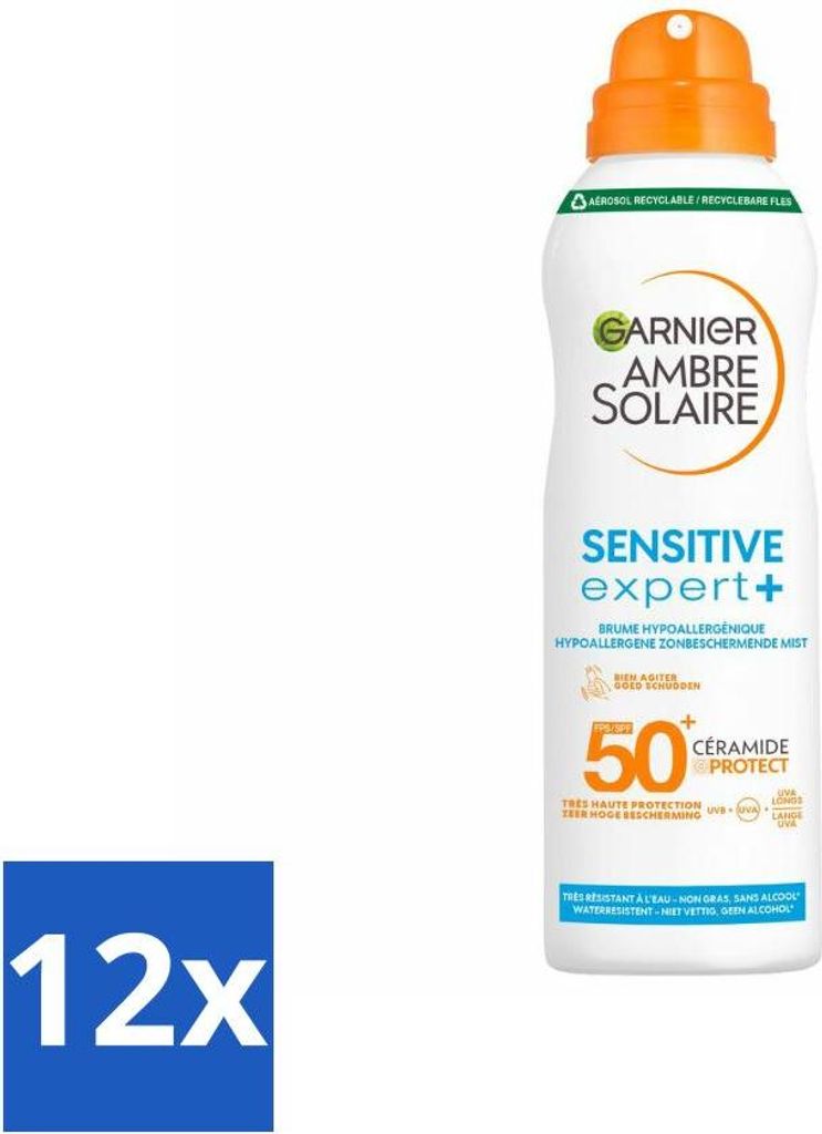Garnier – Ambre Solaire – Sprühnebel – Sensitive Expert+ – Lichtschutzfaktor 50+ – 150 ml - Vorteilspack - 12 Stücke