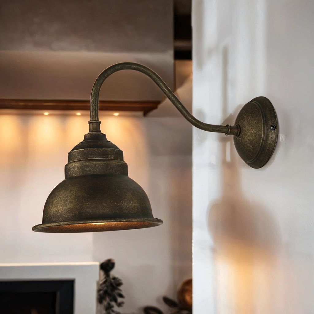 Wandleuchte Messing massiv in Bronze E27 Industrial Design Wandlampe