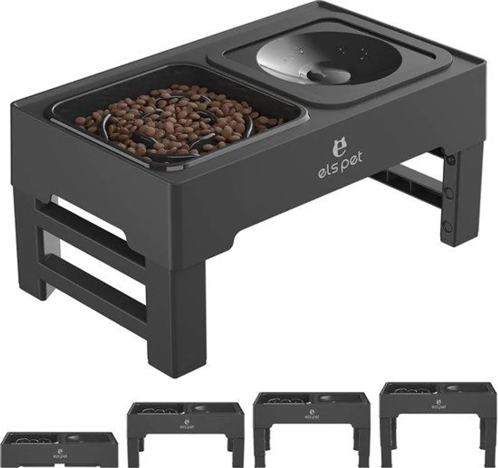 Abreuvoir et gamelle anti-glouton pour chiens avec 4 niveaux de hauteur