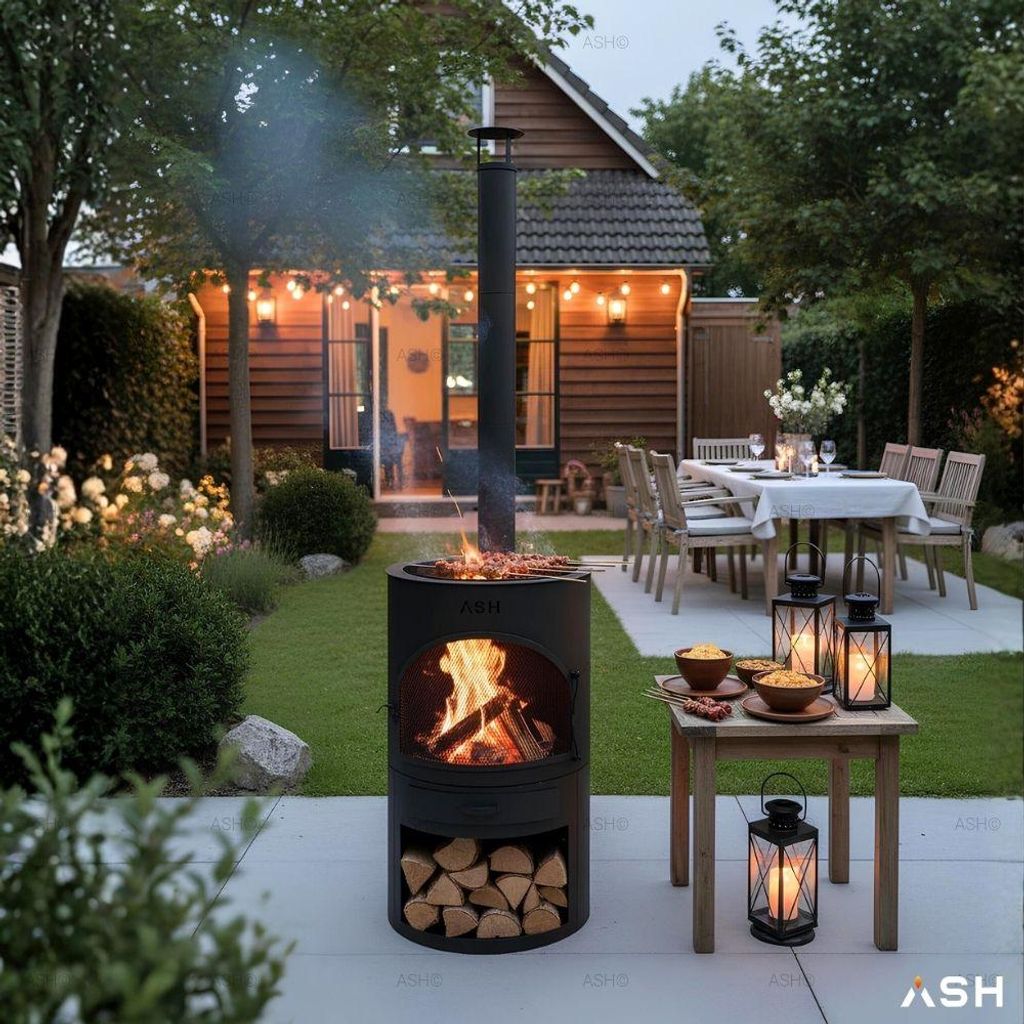 ASH® - Sonnenuntergang - Gartenkamin mit BBQ Produktbild 