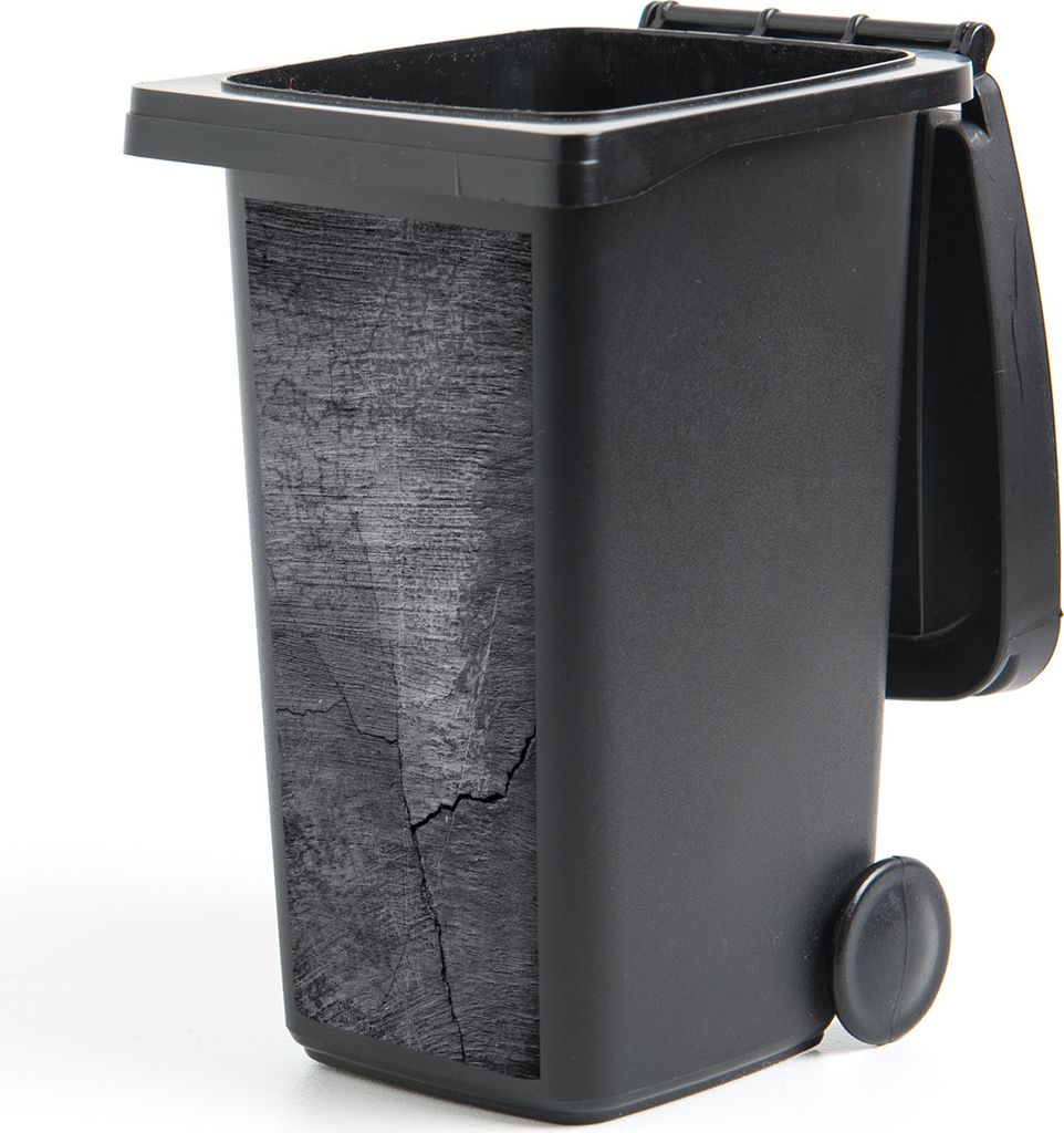 MuchoWow Mülltonnenaufkleber Beton - Schwarz - Riss 38x80 cm - Behälteraufkleber - Mülleimer-Aufkleber - Container-Aufkleber