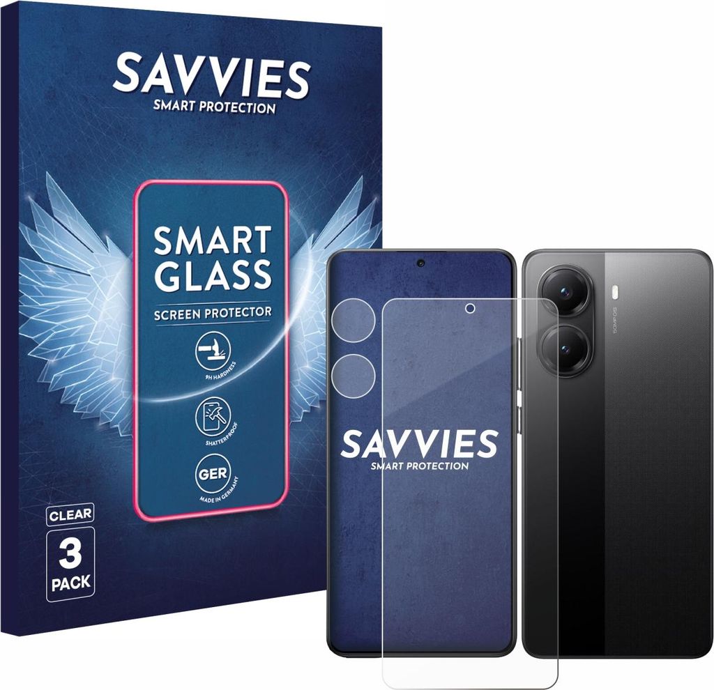 3x Savvies Schutzglas Folie für Xiaomi Poco X7 Pro (Display+Kamera) 9H Panzer Schutzfolie Glas Displayschutz klar transparent