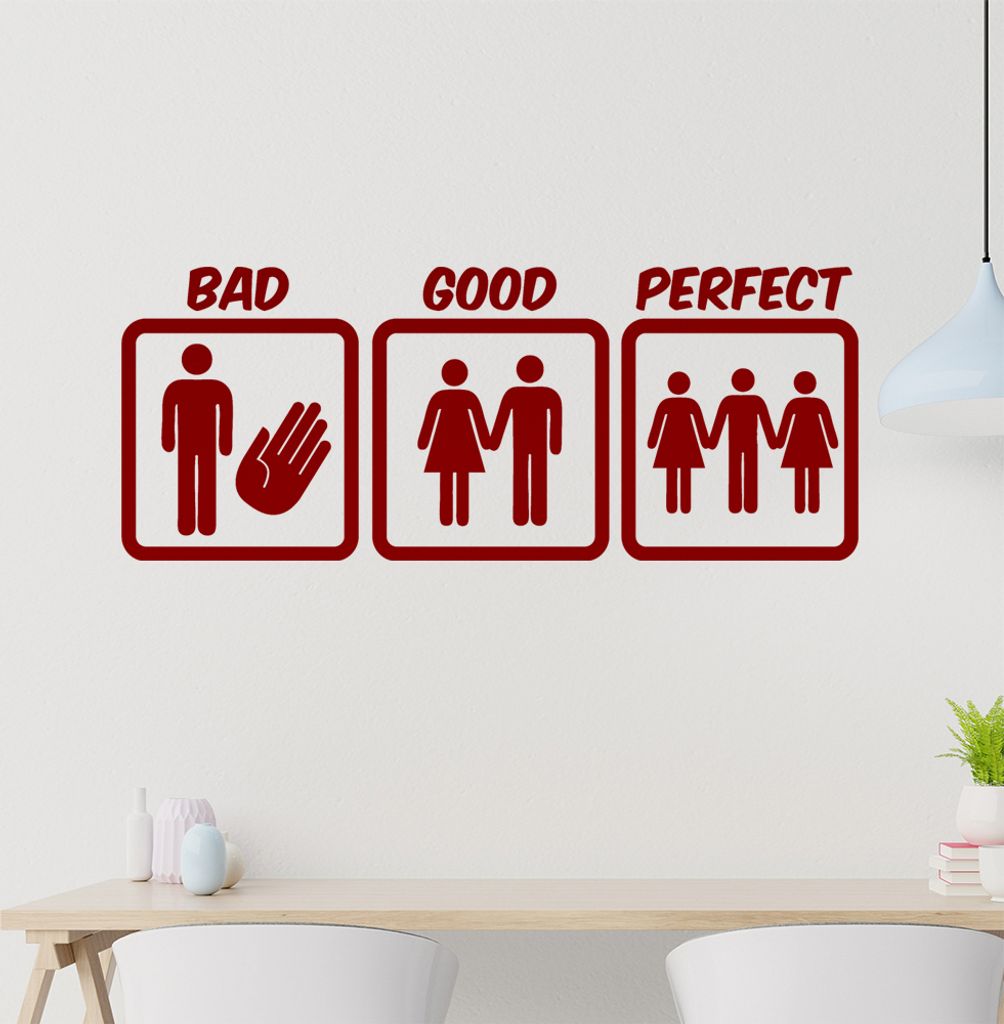 Bad Good Perfect Wandtattoo in 6 Größen - Wandaufkleber Wall Sticker - Dekoration, Küche, Wohnzimmer, Schlafzimmer, Badezimmer
