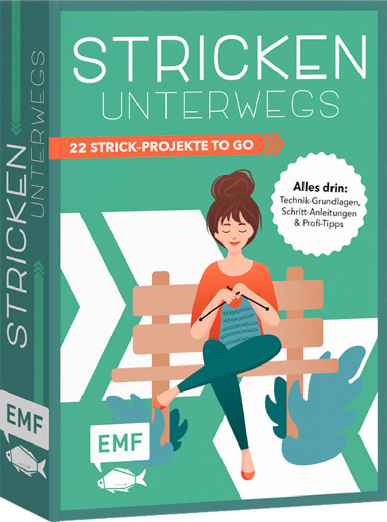 Stricken unterwegs: 22 Strick-Projekte to go im praktischen Mitnahmeformat: Mützen, Pullover, Socken, Schals | Alles drin: Technik-Grundlagen, Sch...