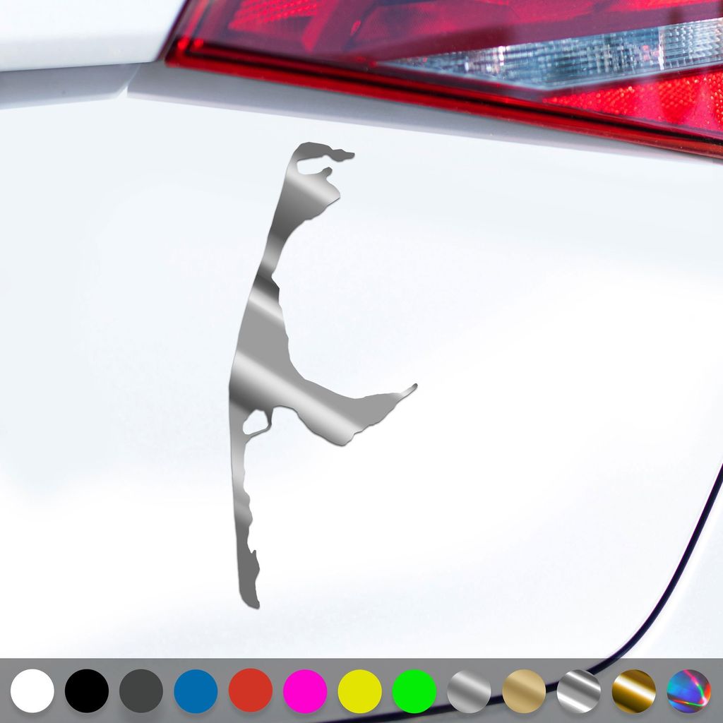 PantherPixel Sylt Aufkleber Insel Umriss Kontur Nordsee Sticker Auto Geschenkidee Farbe Chrom-Silber