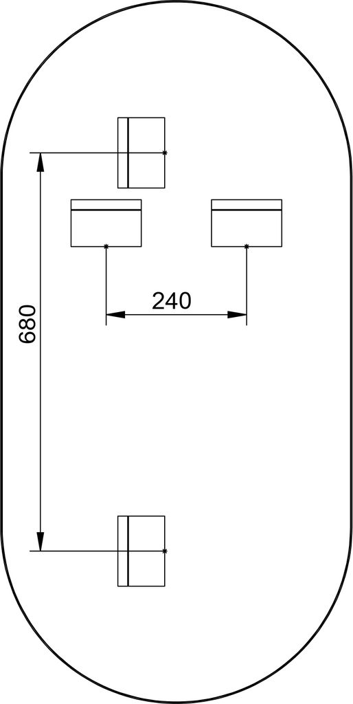 Badspiegel 8144B oval - Rahmenfarbe Schwarz - vertikal & horizontal - Größe wählbar, Spiegel Maße:60x120cm