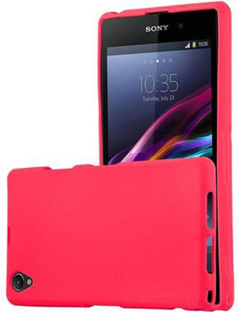 Cadorabo Schutzhülle für Sony Xperia Z1 COMPACT Hülle in Rot Handyhülle TPU Etui Cover Case