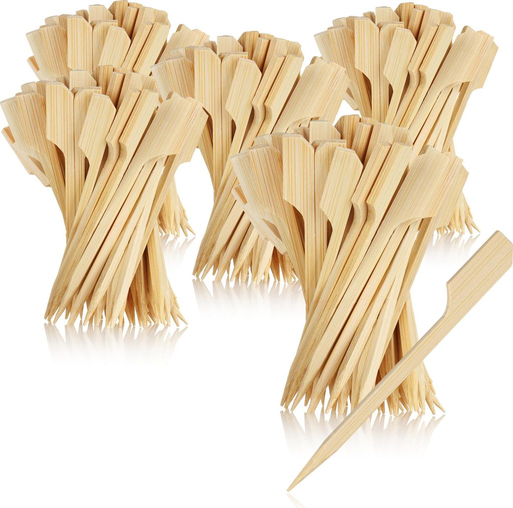 com-four 600x Fingerfood Spieße - Pommespieker aus Bambus-Holz - Holzspieße mit zwei Zinken - Pommesgabeln ideal für Buffet oder Gastro