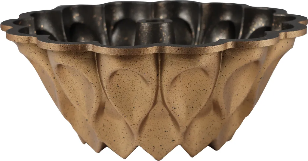 Serenk Fun Cooking tortiera antiaderente a goccia, tortiera bundt con rivestimento in granito per la cottura, tortiera a scatola con corpo in alluminio, oro, 10x4 pollici, Türkiye