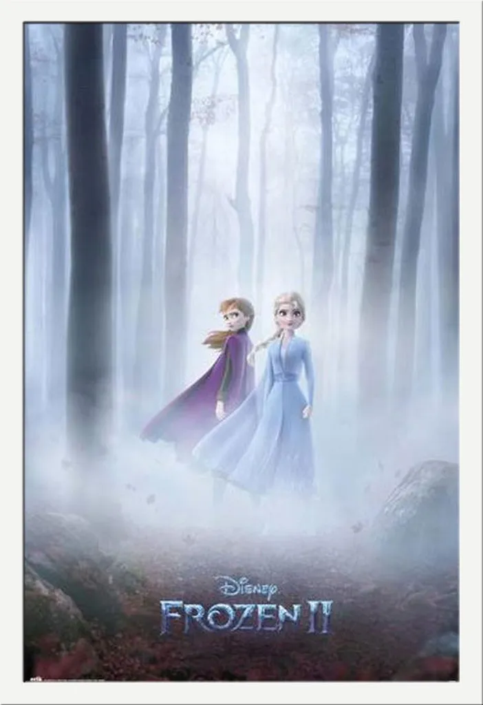 Poster La Reine des Neiges 2 Sœurs avec Cadre Blanc MDF Shinsuke 61x91,5
