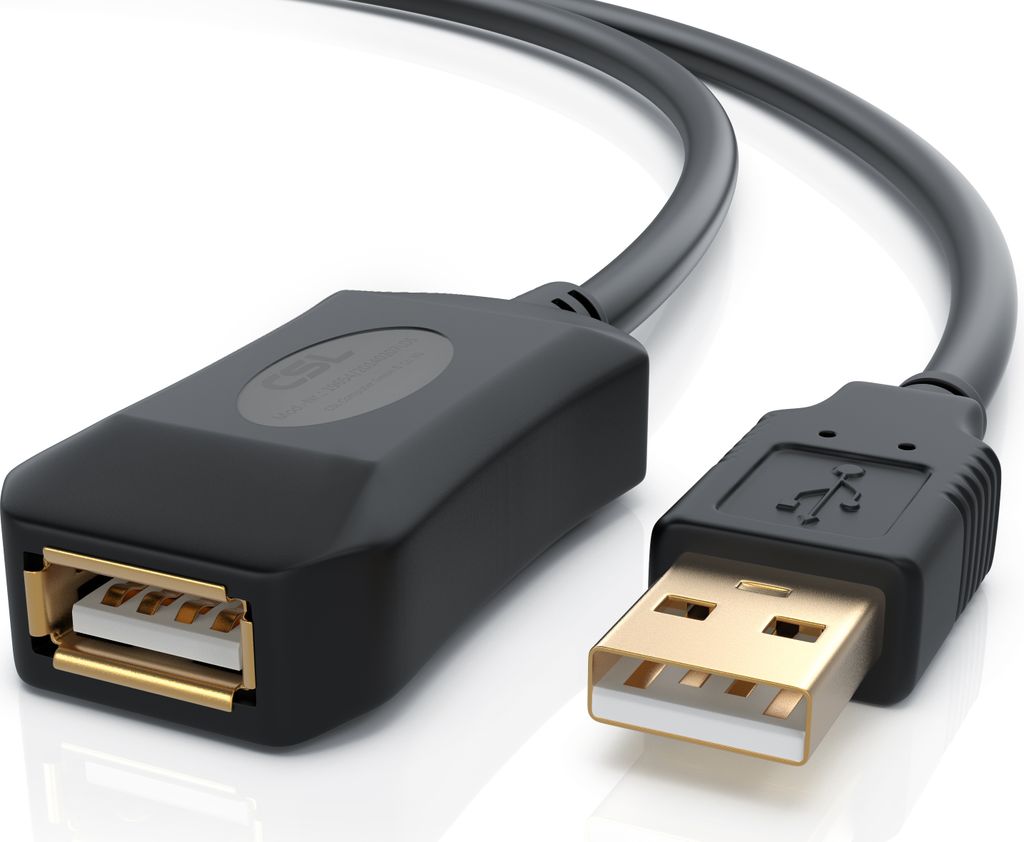 CSL USB 2.0 Typ A Verlängerungskabel, aktives Repeater Kabel / Verlängerung mit Signalverstärkung - 10m