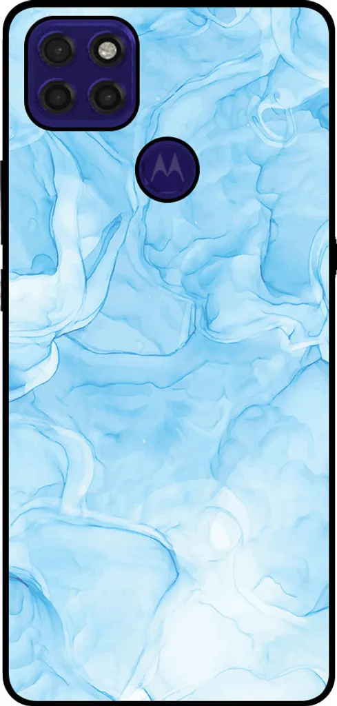 Smartphonica Custodia per telefono adatta per Motorola Moto G9 Power con stampa in marmo - Custodia posteriore in TPU con design in marmo - Azzurro