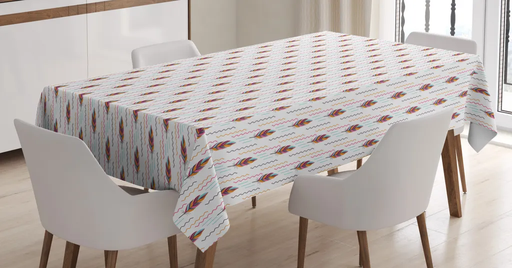 Tovaglia Abakuhaus Piuma 140x200 Boho Chic Antimacchia Multicolore