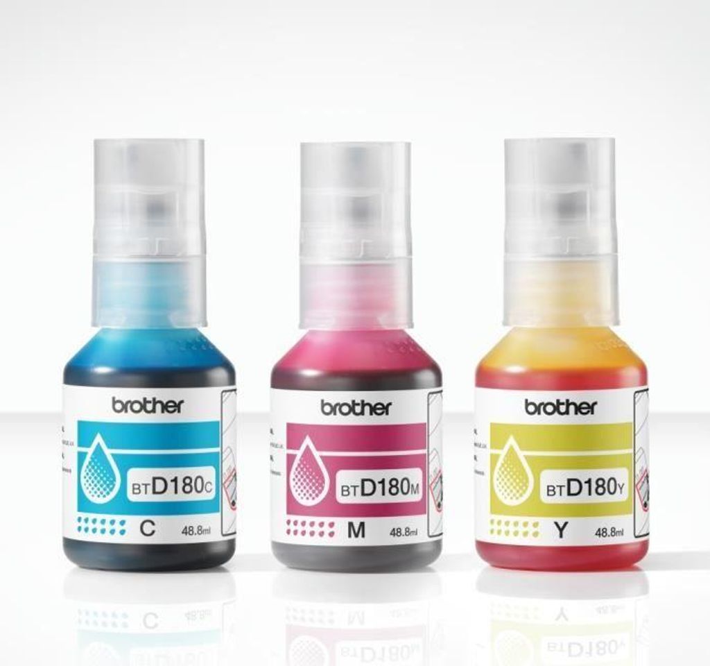 Tintenflasche Brother BTD180CLVAL, Cyan Magenta Gelb, 5000 Seiten, 3er Pack, Standard, für DCP-T580DW T583DW T780DW