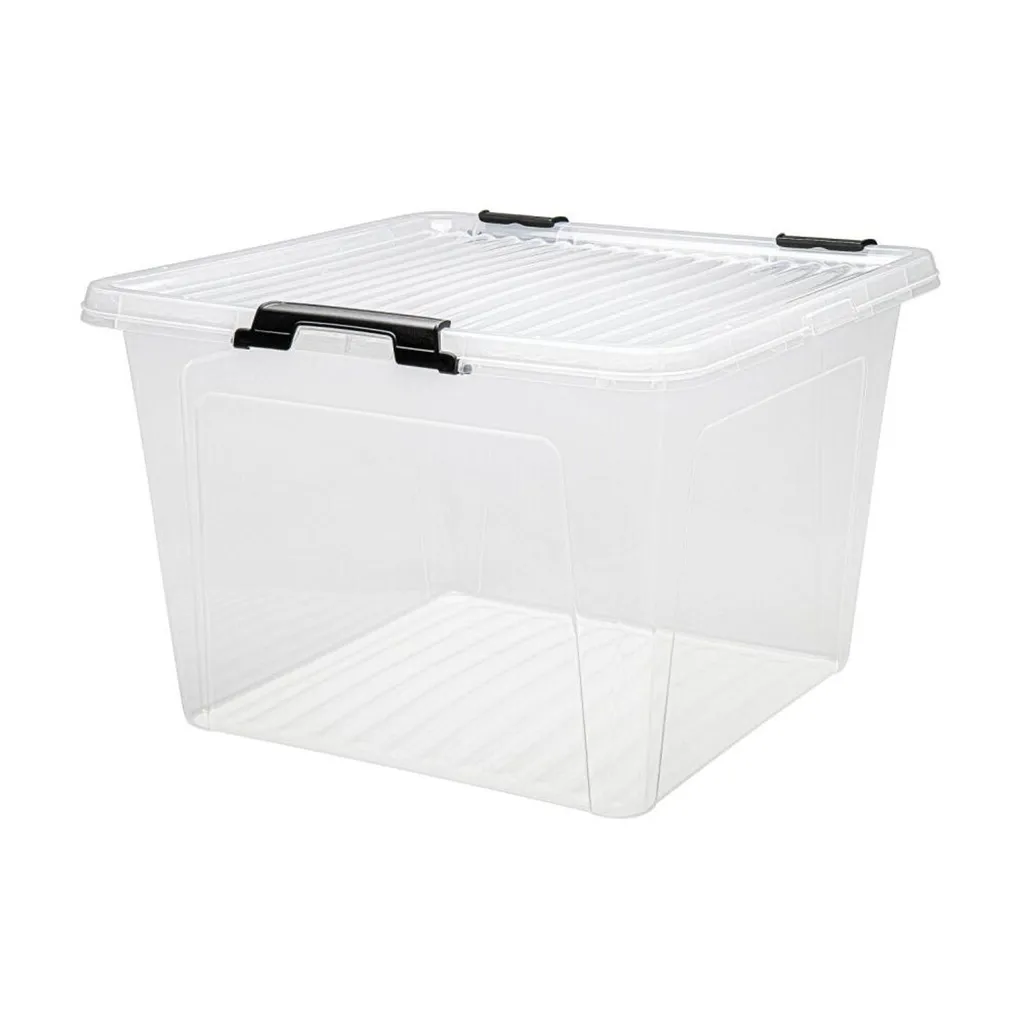 Boîte à charnières 26L lot de 23 bacs de rangement transparents 40x40x27cm
