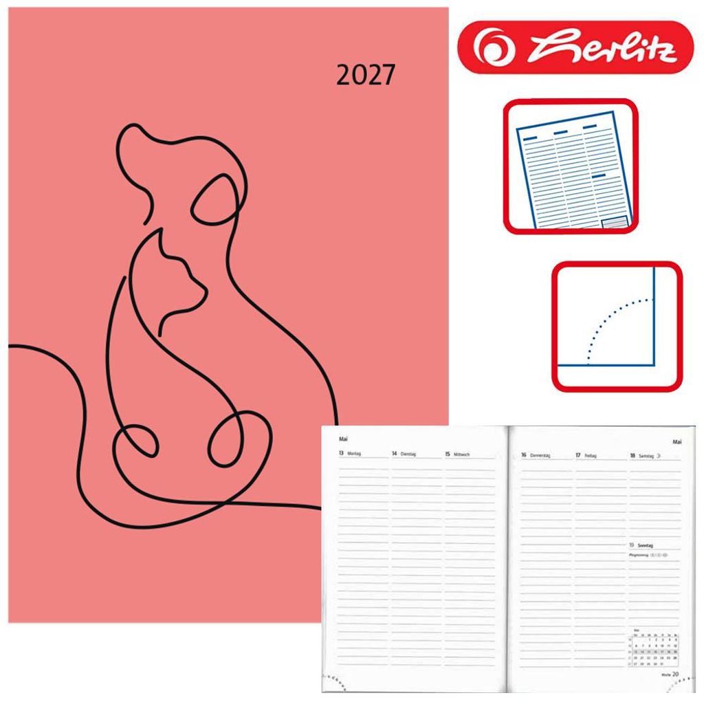 Herlitz Buchkalender A6 Animals 2027, Jahr / Motiv:2027 / Produktbild 