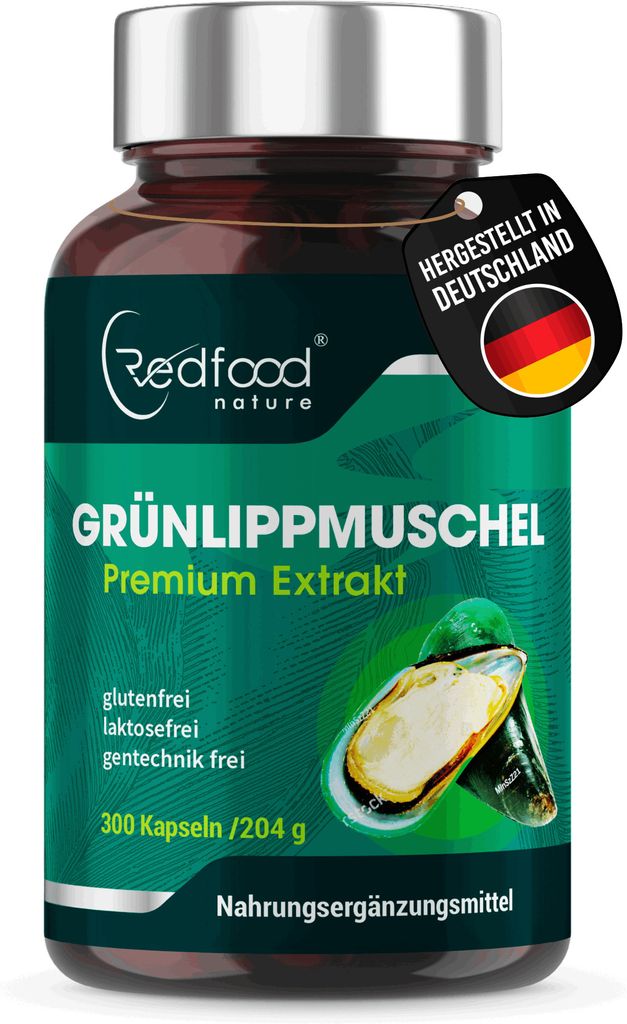 Redfood -  Grünlippmuschel 300 Kapseln- hoch konzentriert, Produktbild 