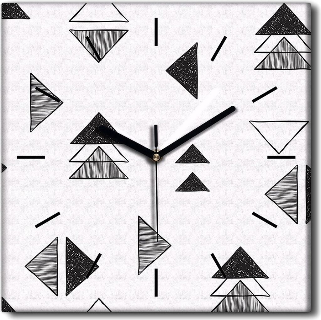 Coloray Uhr auf Leinwand 30x30 cm Wand Uhr Dekoration Wohnzimmer Segeltuch schwarze Hände -Wandmuster von Dreiecke