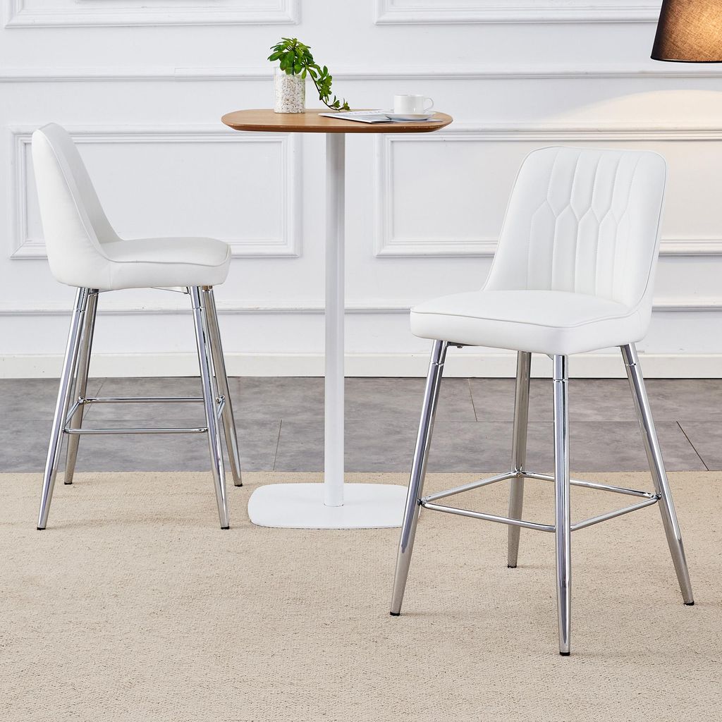 MODFU 2er-Set Barhocker mit 100 cm hoch, Esszimmerstuhl mit schwarze Metallgestell und Fußraste,Loungesessel mit Sitzfläche und geschwungene Rüc...