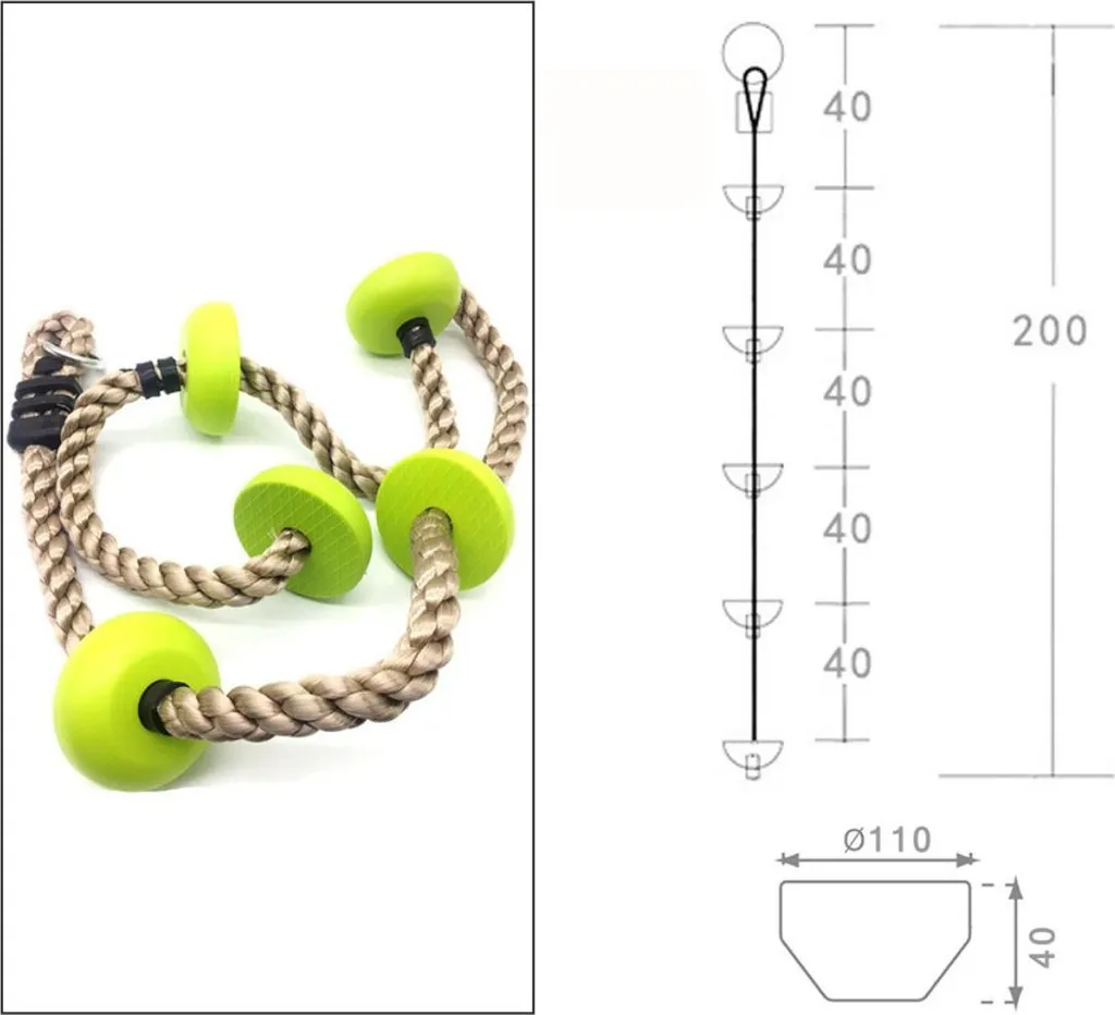 Fune con Nodi Verdi 2m per Arrampicata - Kit Palestra Fai-da-te - 4